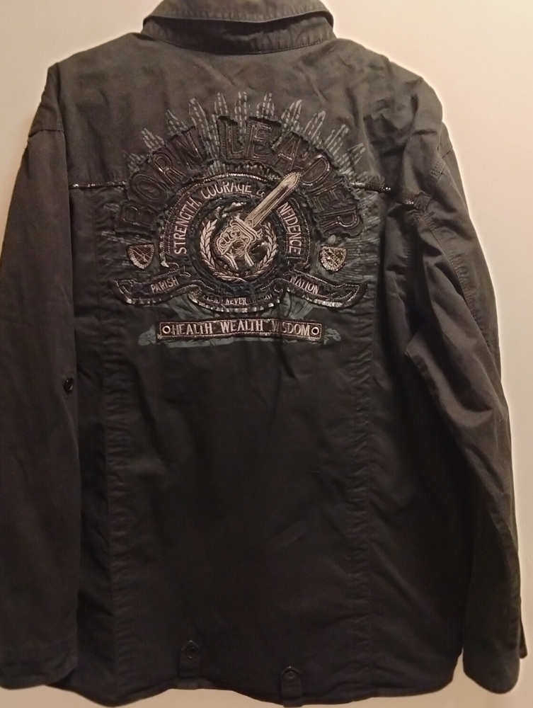 Y2K Parish Nation Embroidered Patch Long Sleeve Button-Up Shirt (Size 2XL